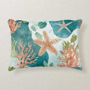 Cute Seashell Starfish Beachy Design Decorative Cushion
