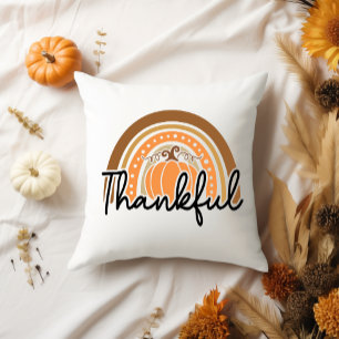 Cute Seasonal Fall Boho Pumpkin Thankful Cushion