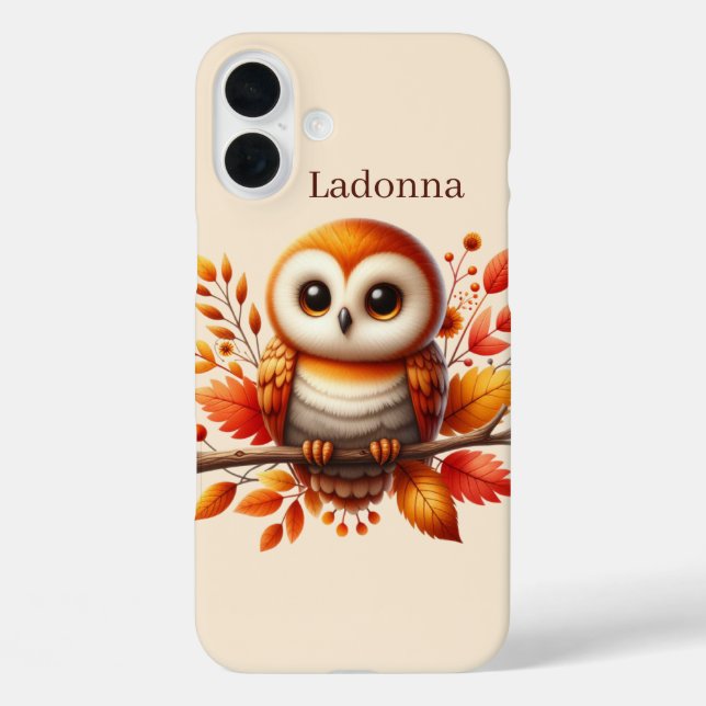 Cute Seasonal owl add name  Case-Mate iPhone Case (Back)