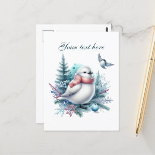 Cute Seasonal Winter bird add text Postcard