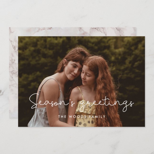 Cute Season's Greetings Family Photo Holiday Card (Front/Back)