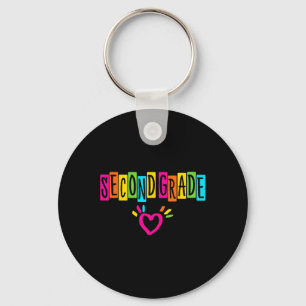 Cute Second Grade Heart First Day Of School Girls Key Ring