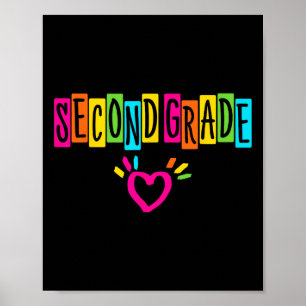 Cute Second Grade Heart First Day Of School Girls Poster