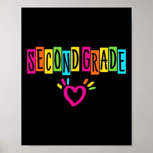 Cute Second Grade Heart First Day Of School Girls  Poster (Front)