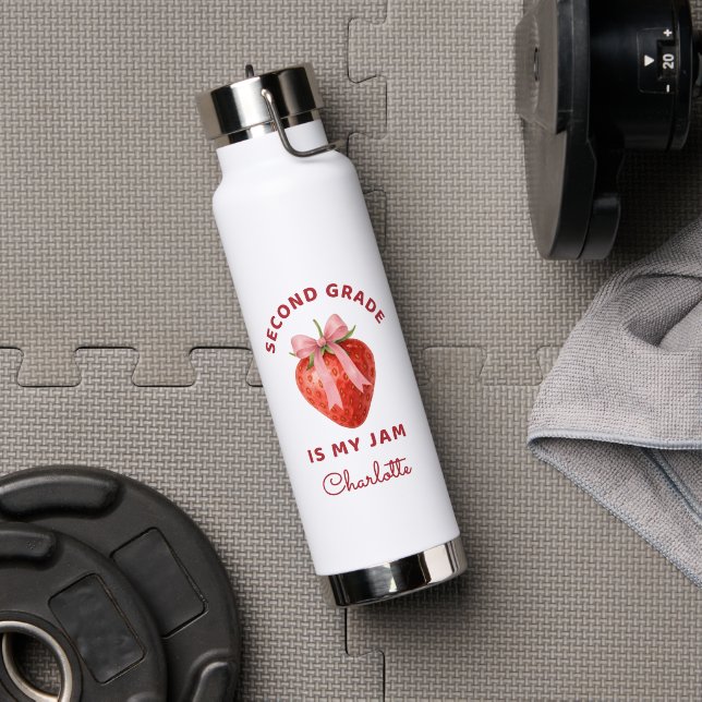 Cute Second Grade is my jam Back to School Teacher Water Bottle (Gym (Rotated))
