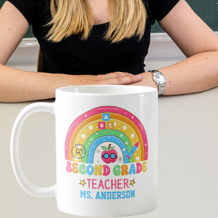 Cute Second Grade Teacher Personalised Colourful Coffee Mug