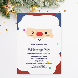 Cute Secret Santa Gift Exchange Christmas Party Invitation
