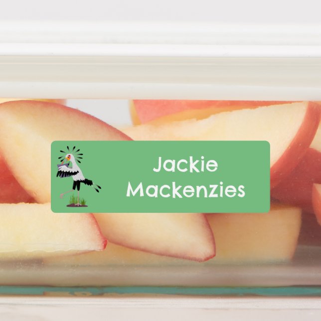 Cute secretary bird writing cartoon personalised (Affixed)