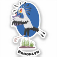 Cute secretary bird writing notes cartoon 