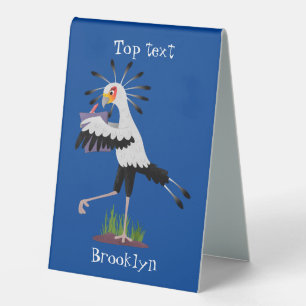 Cute secretary bird writing notes cartoon