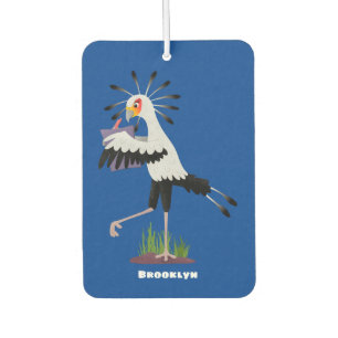 Cute secretary bird writing notes cartoon car air freshener