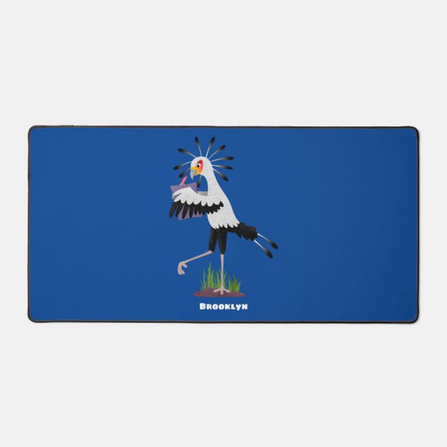 Cute secretary bird writing notes cartoon desk mat (Front)