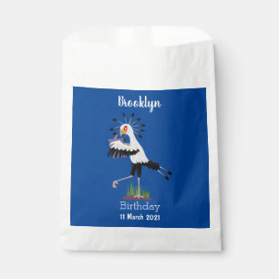 Cute secretary bird writing notes cartoon favour bag