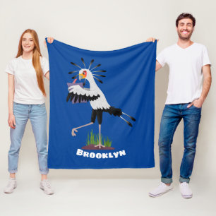 Cute secretary bird writing notes cartoon fleece blanket