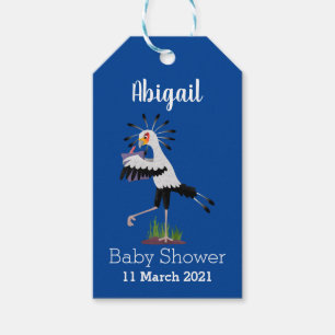 Cute secretary bird writing notes cartoon gift tags
