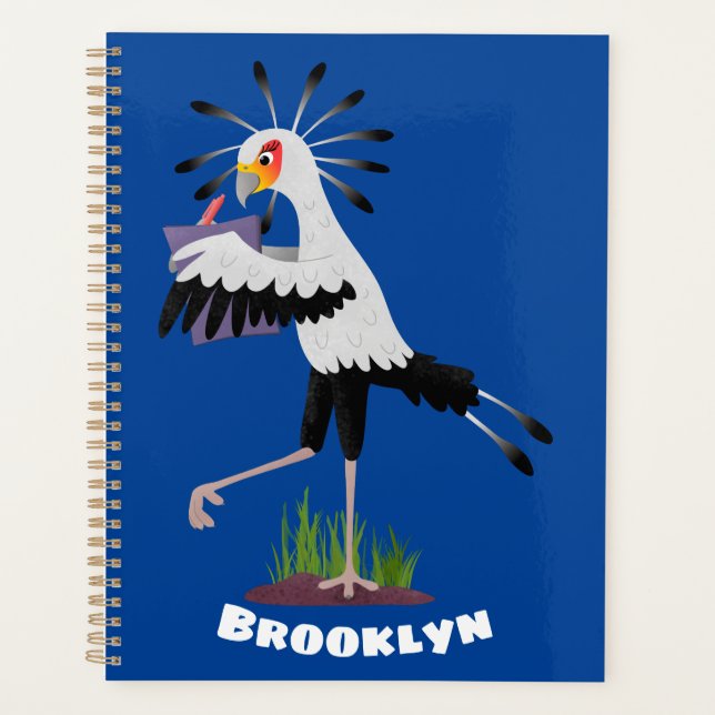 Cute secretary bird writing notes cartoon planner (Front)