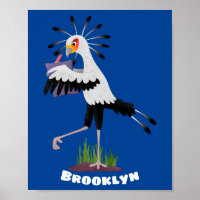 Cute secretary bird writing notes cartoon