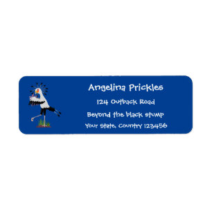 Cute secretary bird writing notes cartoon  return address label
