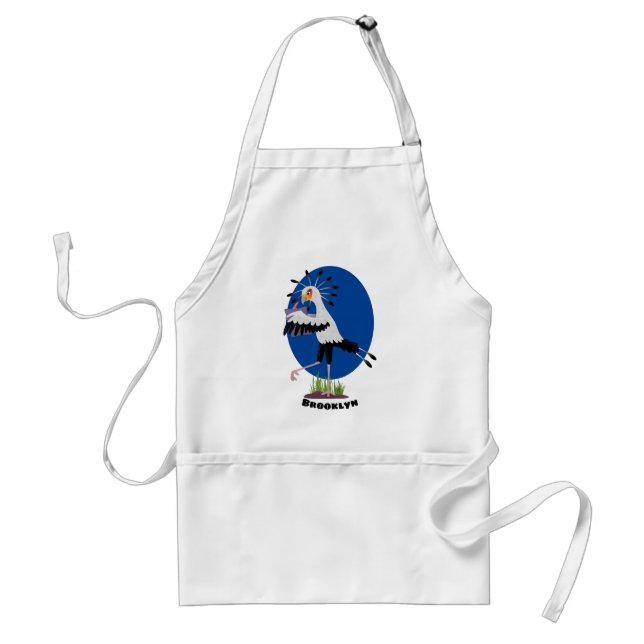 Cute secretary bird writing notes cartoon standard apron (Front)