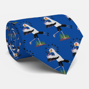 Cute secretary bird writing notes cartoon tie