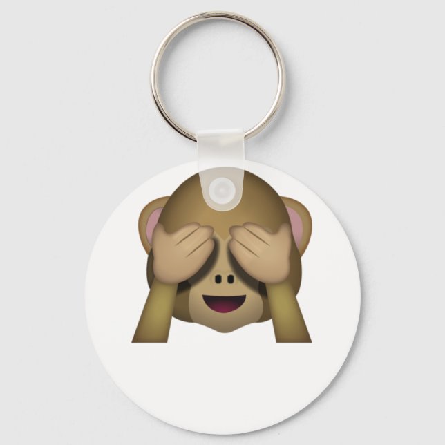 Cute See No Evil Monkey Emoji Key Ring (Front)