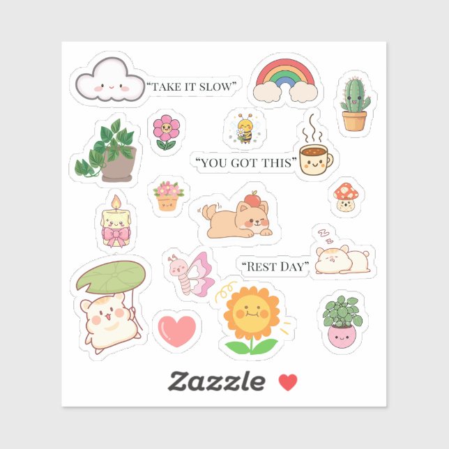Cute Self Care Stickers (Sheet)