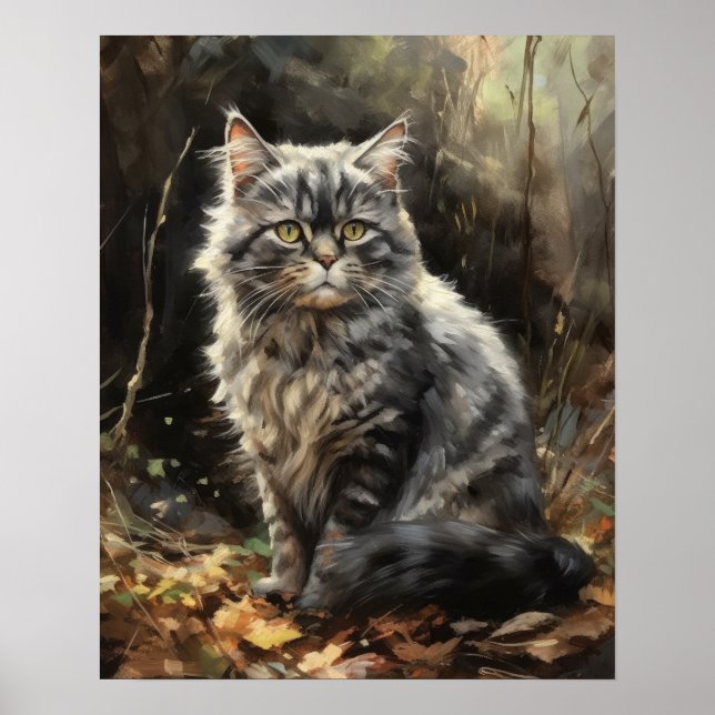 Cute Selkirk Rex Cat Art Print Poster (Front)