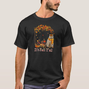Cute Selkirk Rex Cat Autumn Thanksgiving Cat Lover T-Shirt