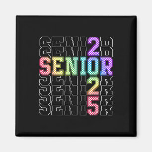 Cute Senior Cl Of 2025 Chequered Senior 25 Graduat Magnet