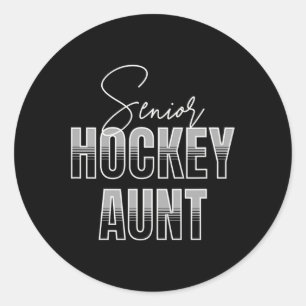 Cute Senior Hockey Aunt Classic Round Sticker