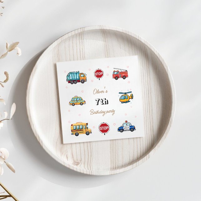 Cute Service Vehicle Birthday bash  Napkin (Creator Uploaded)