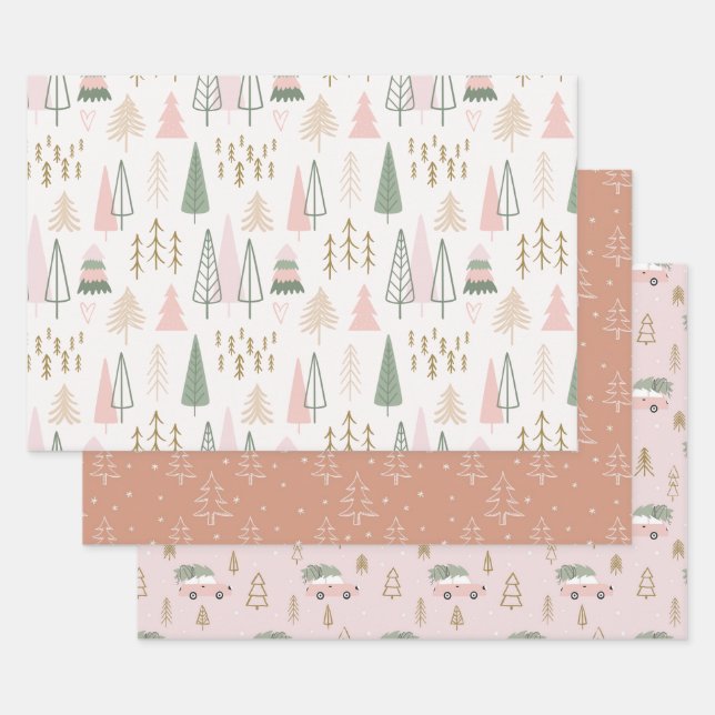 Cute Set of Modern Christmas Wrapping  Paper Sheet (Set)