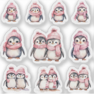 Cute Set Of Penguins Custom Sticker