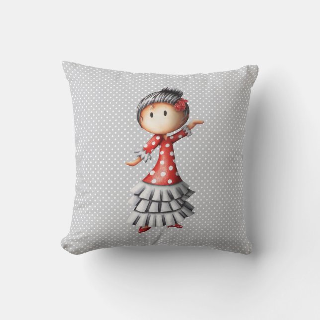 Cute Sevillana Dancer Cushion (Front)