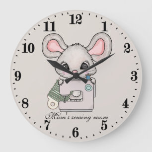 cute sew room mouse  large clock