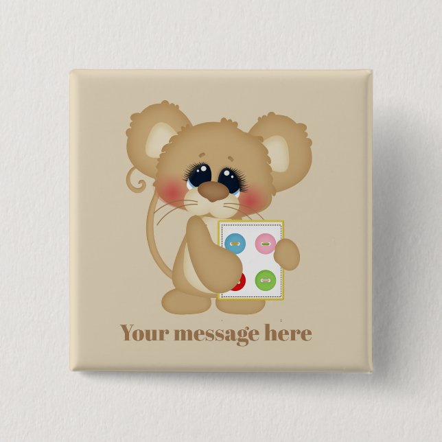 Cute sewing button add name or message (Front)