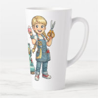 Cute Sewing Girl Cartoon with Vintage Machine
