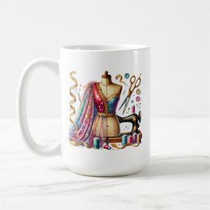 Cute sewing lovers add monogram  coffee mug