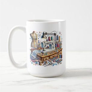 Cute sewing lovers add monogram coffee mug