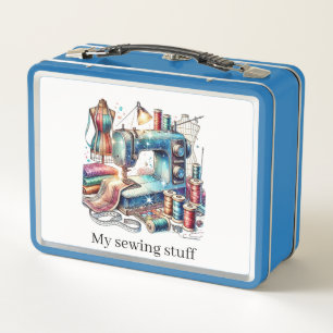 Cute sewing lovers customisable metal lunch box