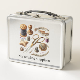 Cute sewing lovers customisable  metal lunch box