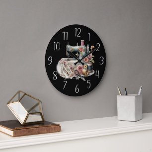 cute sewing lovers machine large clock