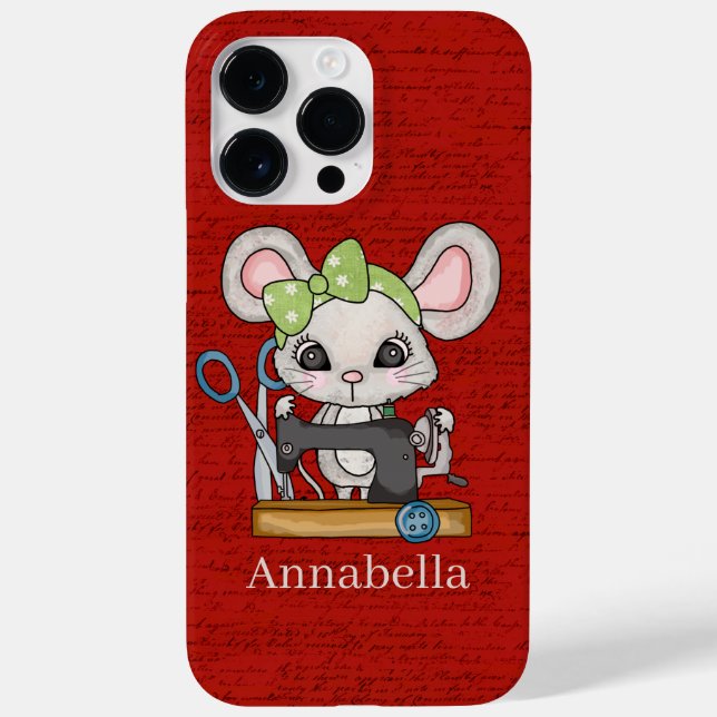 cute sewing lovers mouse Case-Mate iPhone case (Back)