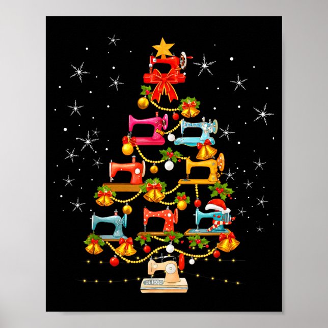 Cute Sewing Machine Christmas Tree Christmas Ornam Poster (Front)