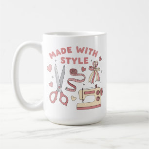 Cute Sewing Machine Made With Style Tailor Coffee Mug