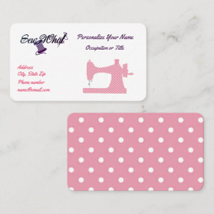 Cute Sewing Machine Seamstress Pink Polka Dots Business Card