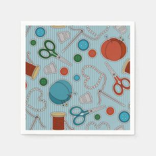 Cute Sewing Theme Napkins Blue