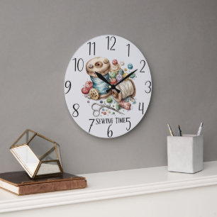 cute sewing time add text  large clock