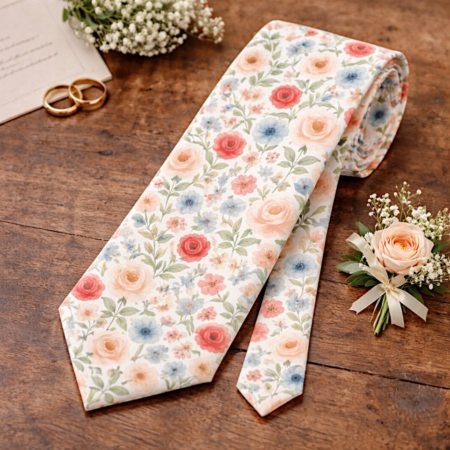 Cute Shabby Chic French Floral Art Pattern Tie (Creator Uploaded)