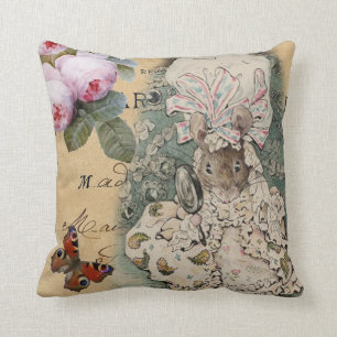 Cute shabby chic marie antoinette mouse childrens cushion